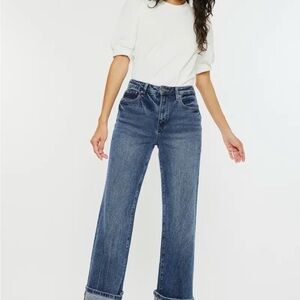 KanCan Classic High-Rise Wide-Leg Jeans in Medium Blue